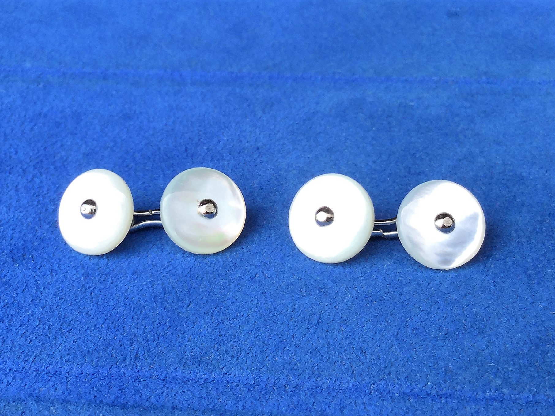 Mother of Pearl Cufflinks with Silver Links